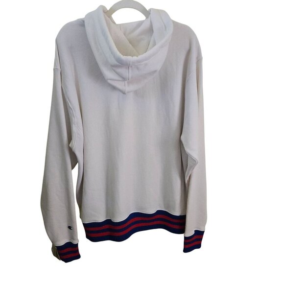 Champion NWT Reverse Weave Yarn Dyed Hoodie Red Blue Band Trim Size L - Picture 3 of 13